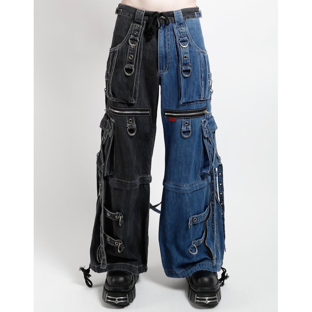 Tripp NYC - XStrap Split Denim Pantalon large - Noir/Bleu